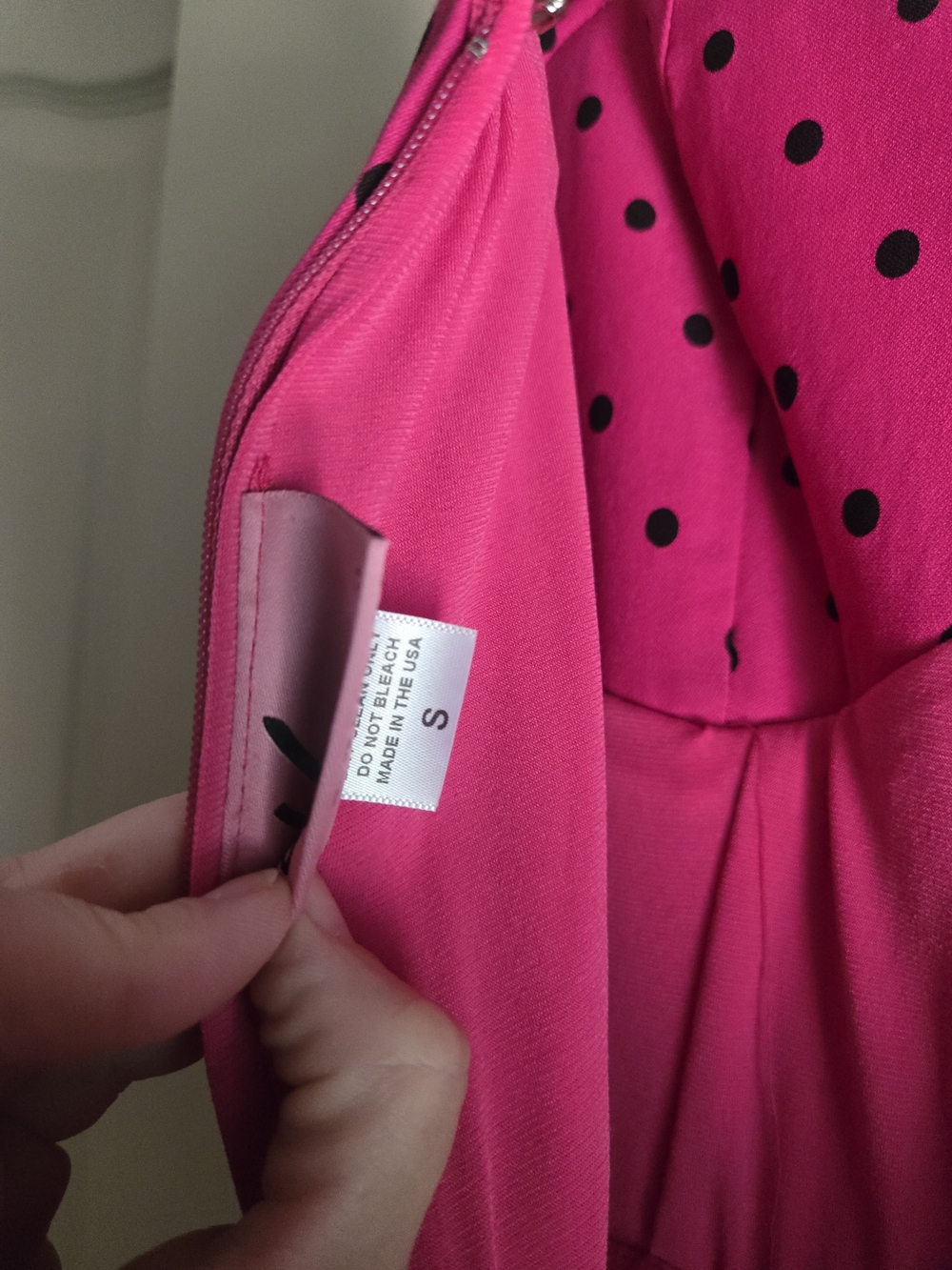 Hot Pink Polka Dot Fit-and-Flare Dress - Picture 4 of 4